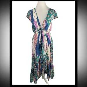 Vici hi lo BOHO Fairycore patchwork gauze 
peek-a-boo waist Dress size small